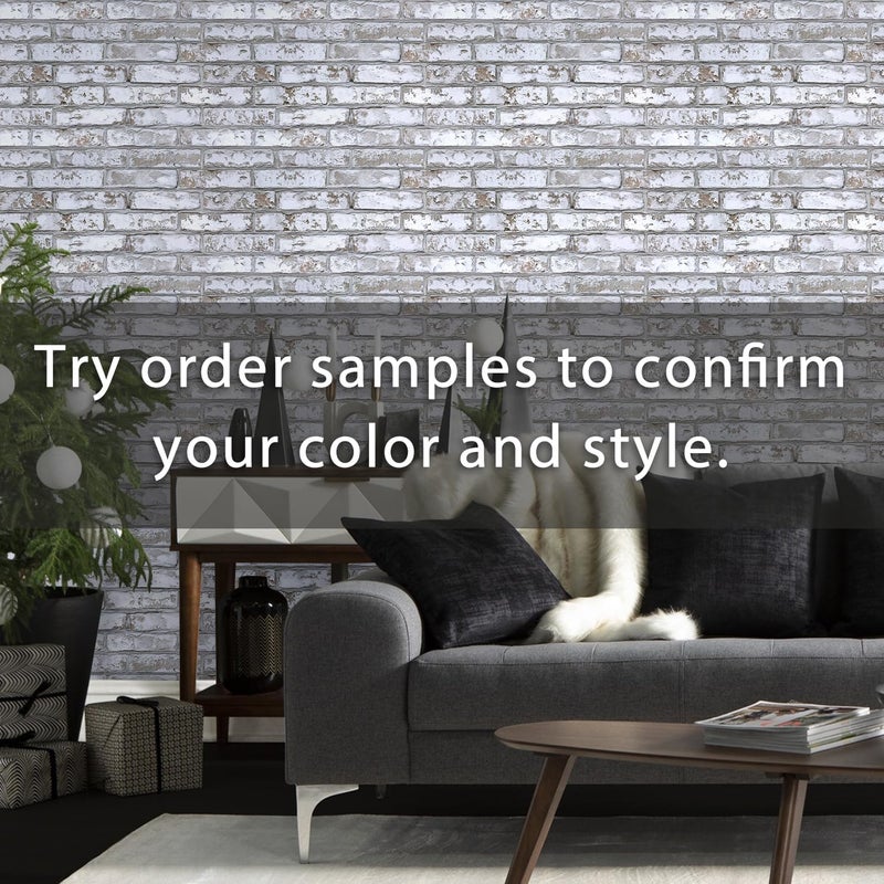 Commomy Faux Brick 3D Wall Panels - 12 pcs of 22.8" x 11.8" - Thin & UrltraLight PVC Peel and Stick Tile Brick Textured Printable for Kitchen, Bedroom,Living Room,TV Background,RV（Covers 22.48 sq.ft） - Image 2